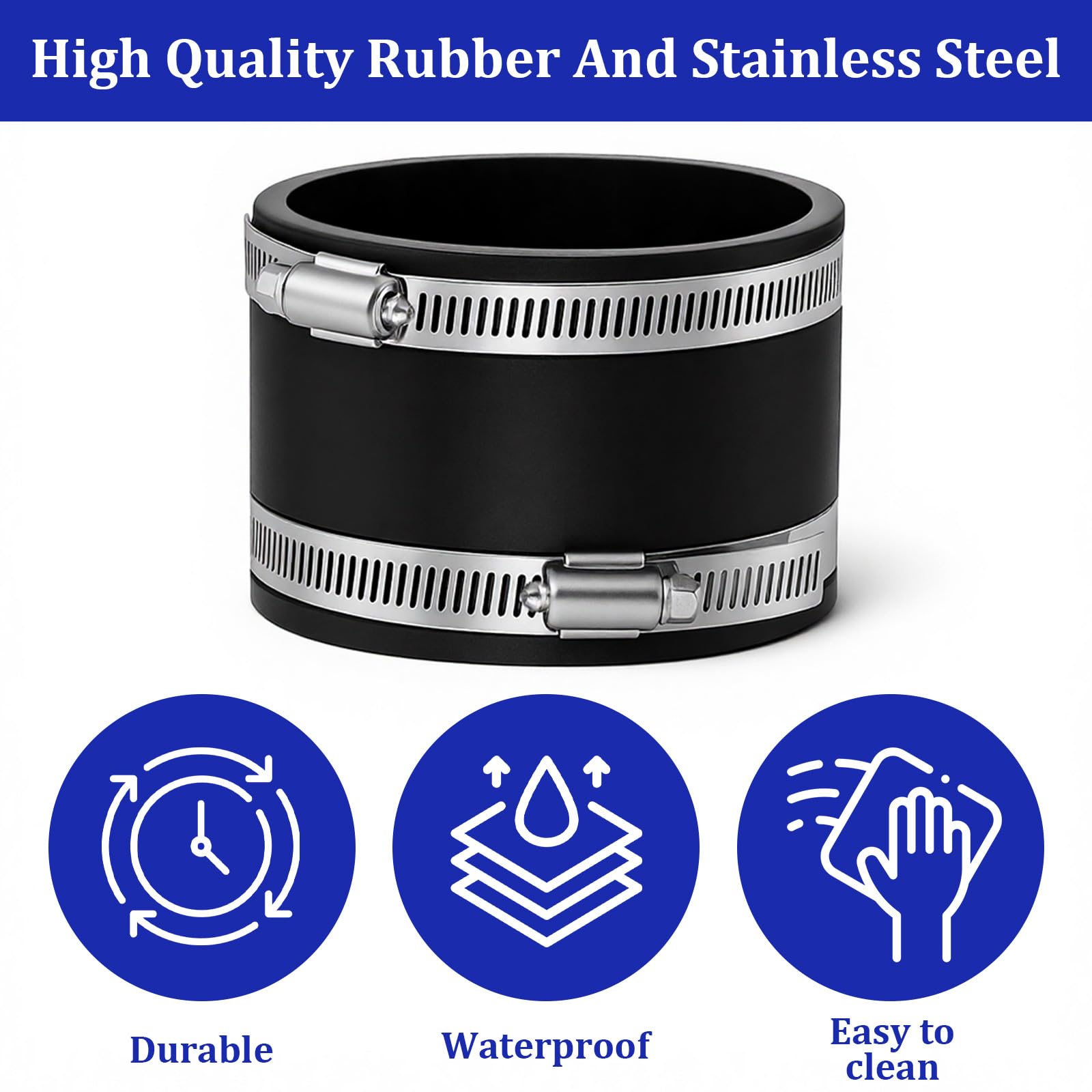 Zyghjort inner-diameter 4-inch cuff provides a snug seal for connectors.