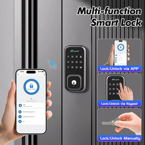IPX4-rated lock exposed to rain-friendly design for outdoor use.