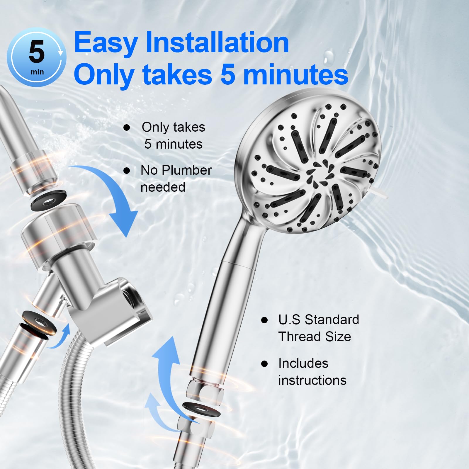 Zyora easy installation with universal G1/2 threading for quick setup