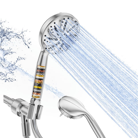 Zyora handheld shower head with chrome finish and filter for cleaner water