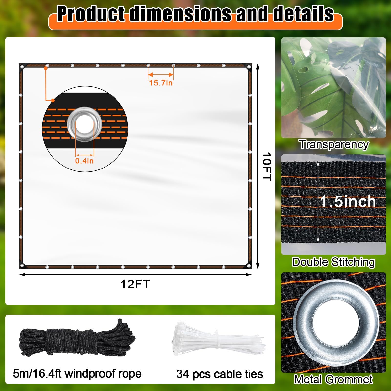 ZYP tarp shows aluminum eyelets for rust resistance and durability.