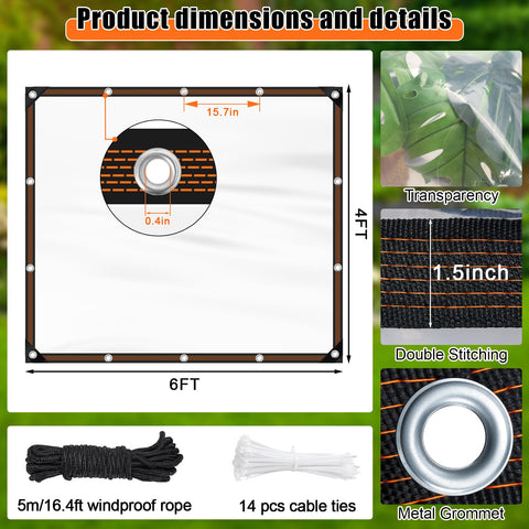 ZYP clear tarp with upgraded grommets provides sturdy anchoring for outdoor setups.
