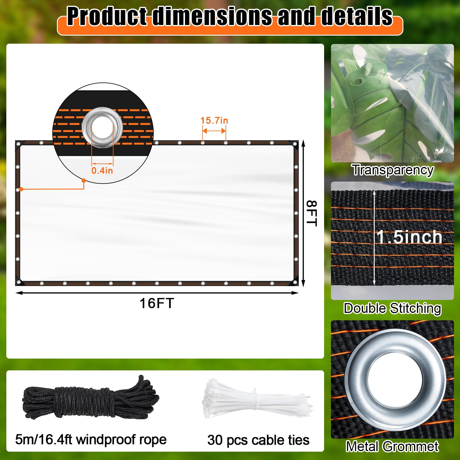 ZYP clear tarp with windproof rope enables quick setup