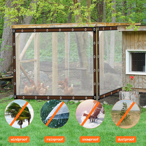 ZYP heavy-duty transparent tarp offers wind resistance and tear durability.