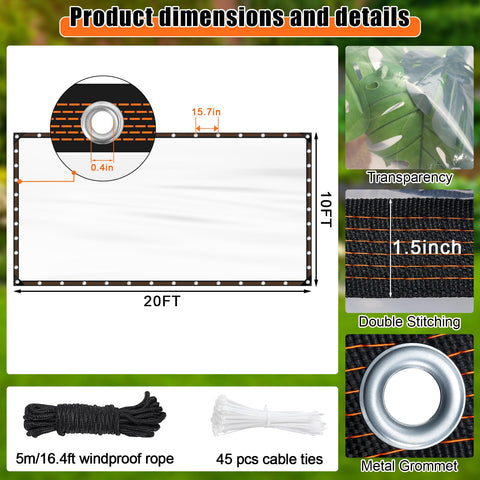ZYP sturdy PE material tarp offers clear visibility and reliable rain protection.