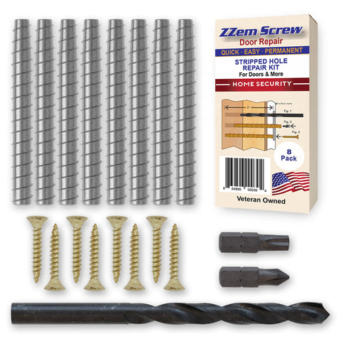 ZZEM SCREW door hinge repair kit for permanent hole repair and reinforced hinges.