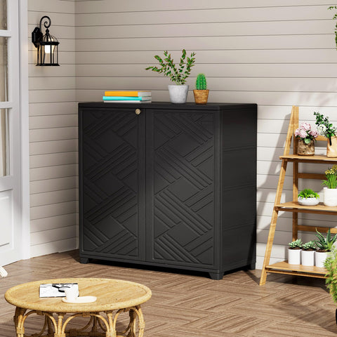 ZZM storage cabinet dark-black-finish delivers a sleek, garden-ready look.
