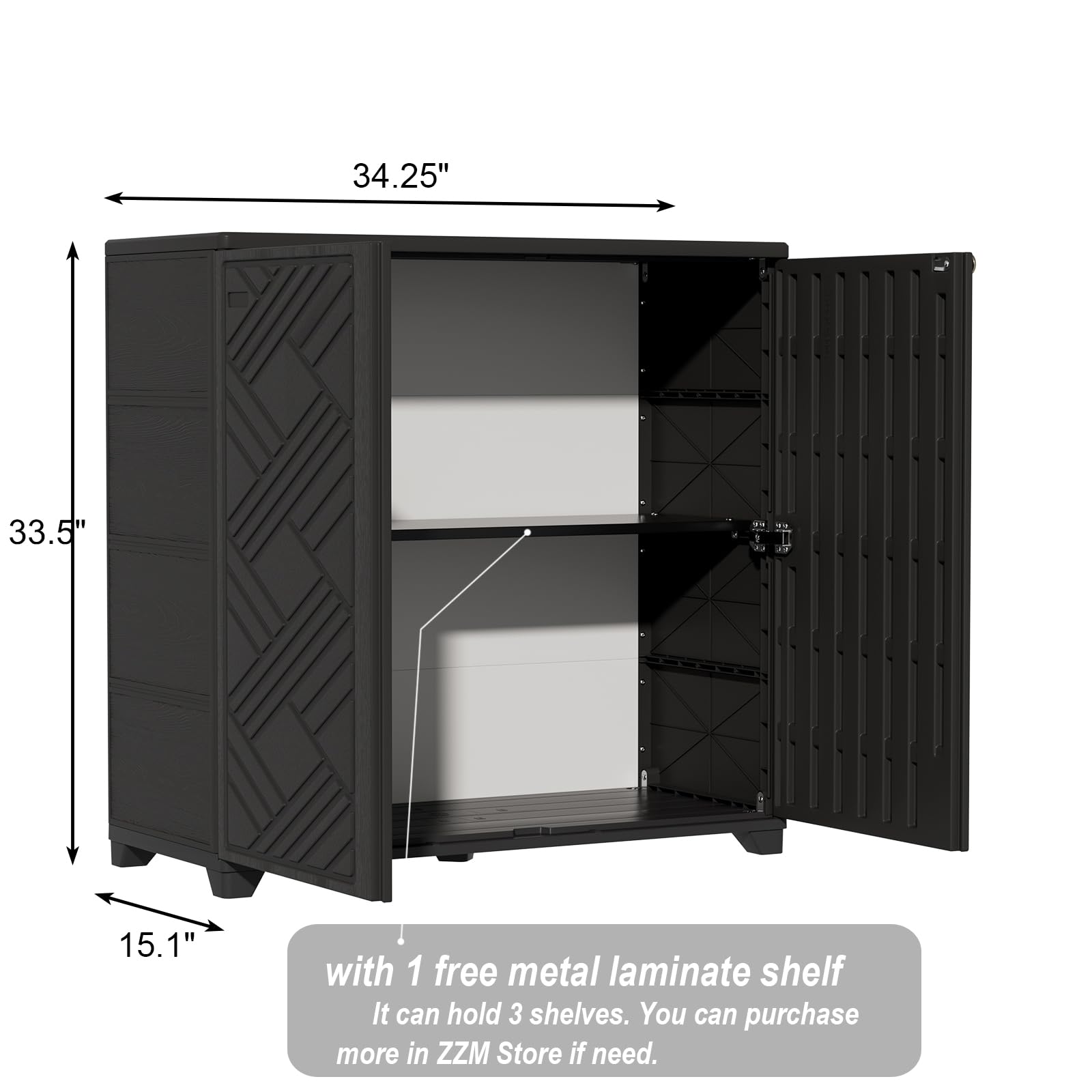 ZZM storage cabinet open-shelf interior layout enables flexible organization.