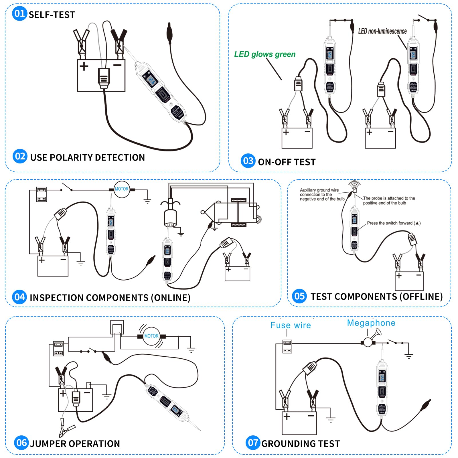 Zzxker Power Circuit Probe Tester with alligator clips and accessories included