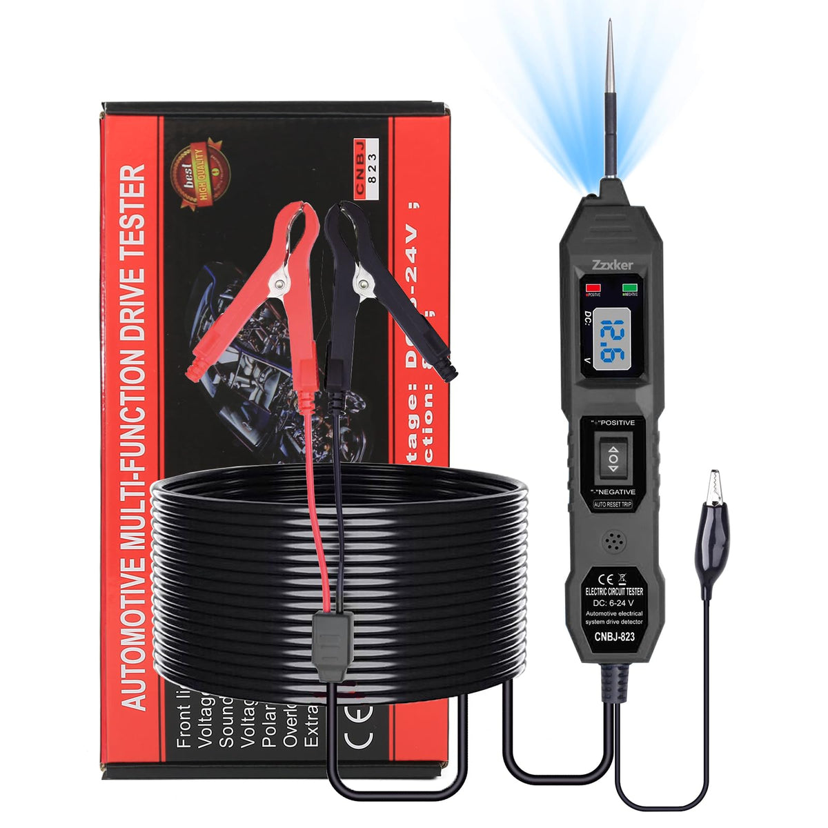 Zzxker Power Circuit Probe Tester front view for portable vehicle diagnostics