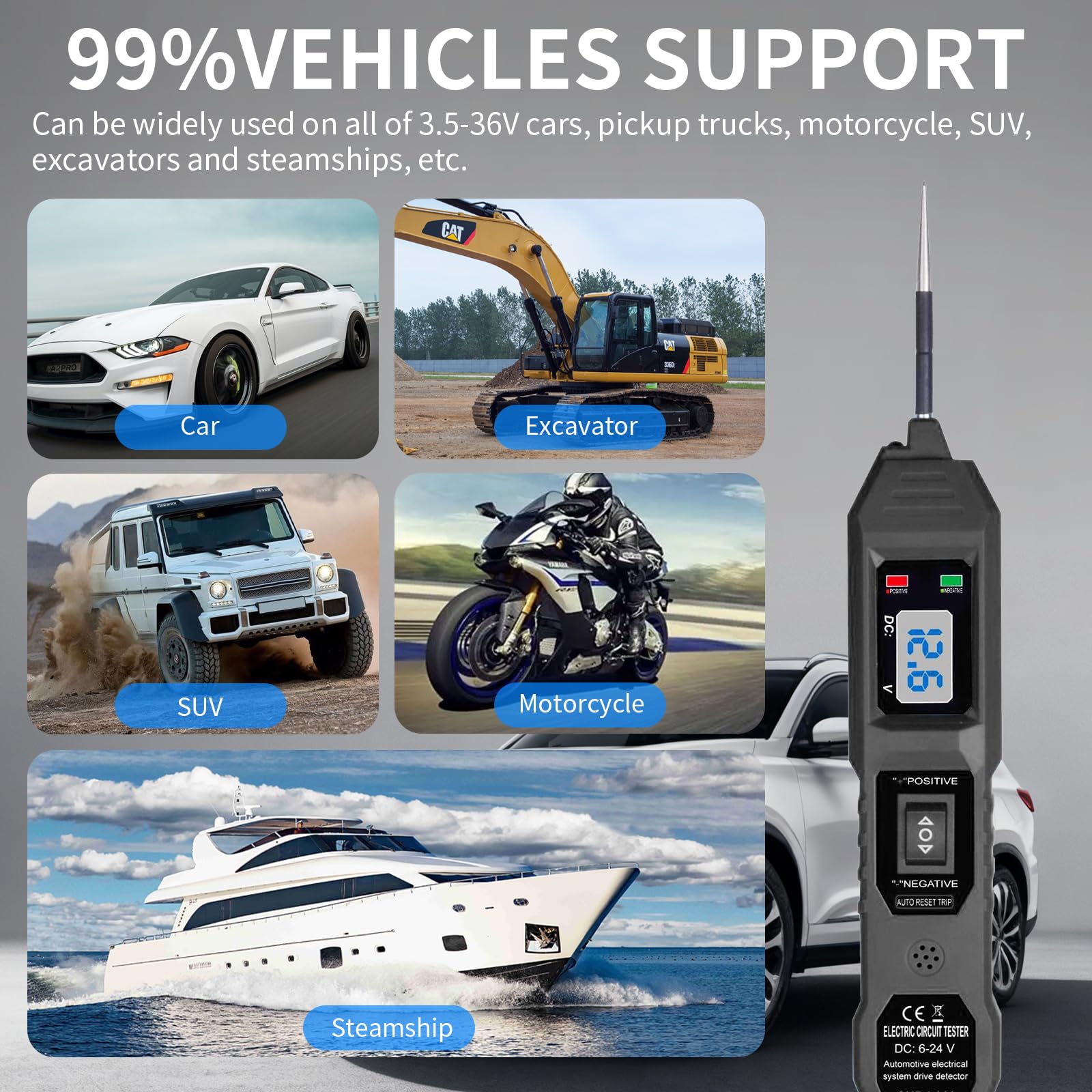 Zzxker Power Circuit Probe Tester in use during car diagnostics under the hood